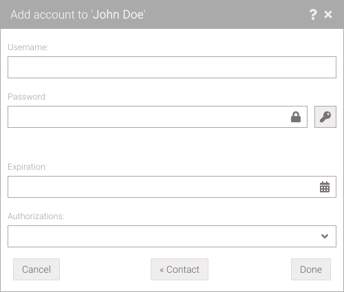 Add/Modify account form