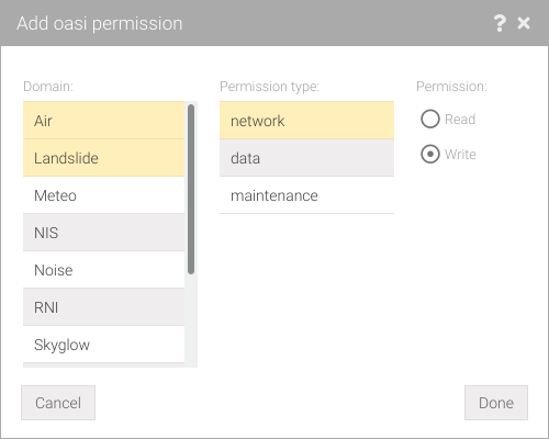 Add/modify OASI permissions