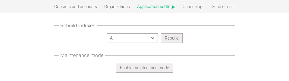 Administration panel application setting