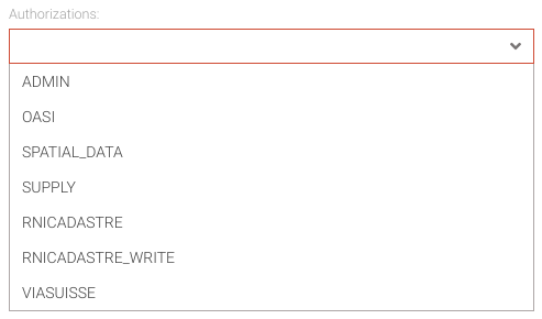 Authorizations menu