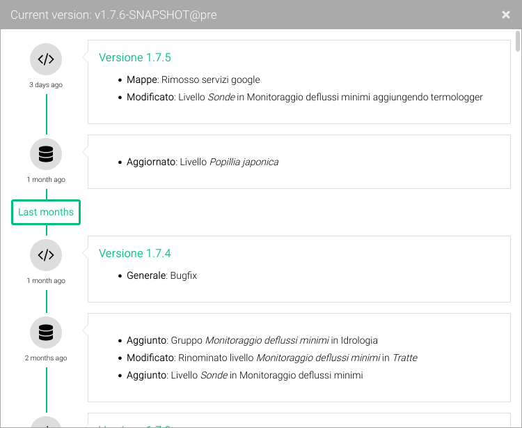 Changelogs window