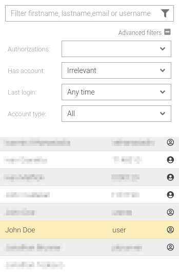 Advanced contact/account filters