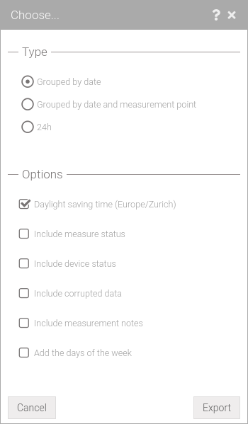 Export settings