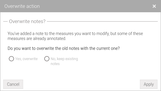Note overwrite warning