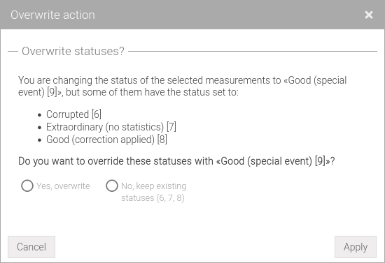 Status overwrite warning