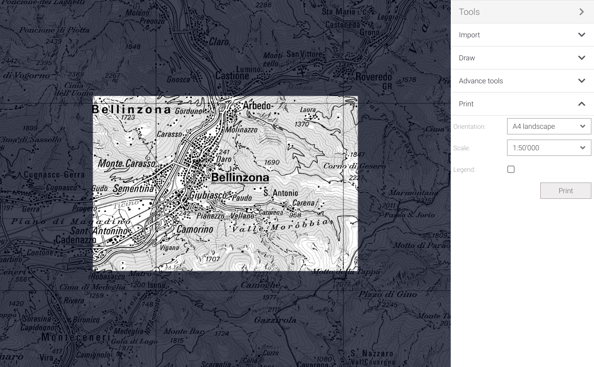 Print map tool