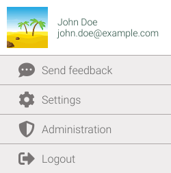 User menu