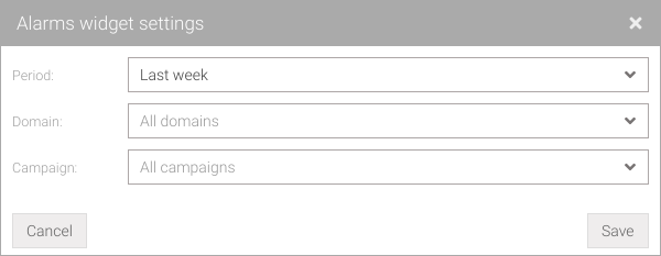 Widget: allarmi settings