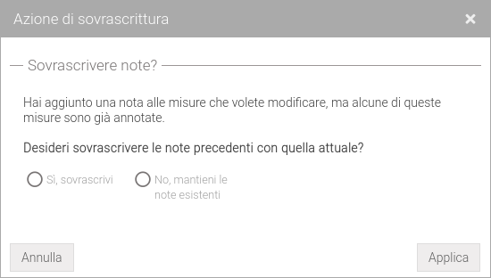 Avviso sovrescrizione delle note